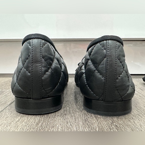 2024 CHANEL BLACK QUILTED LEATHER BALLET FLATS BALLERINA SHOES 37 NEW - Picture 8 of 12